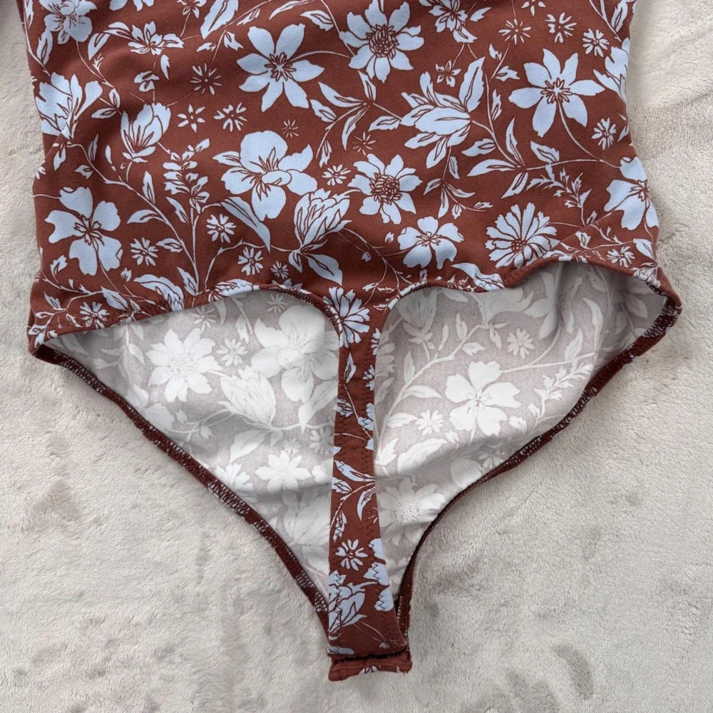 Intimately Free People Java Cameo One Shoulder Floral Bodysuit Cocoa Mar Small